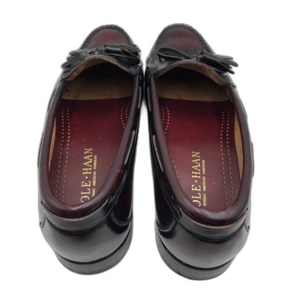 Cole Haan Mens Moccasin Tasseled Slip On Loafer 10D Dress Shoes Burgundy Leather - Picture 11 of 12